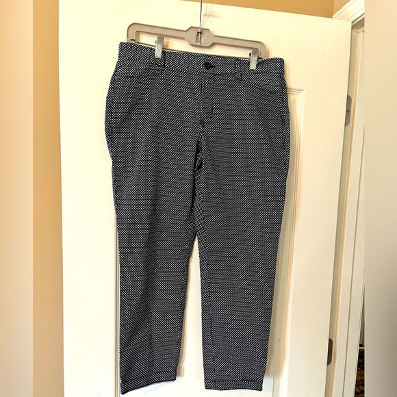 GAP Khaki Navy and White Patterned Pants Slim City Style Women’s Size 8, Ankle - Picture 1 of 16